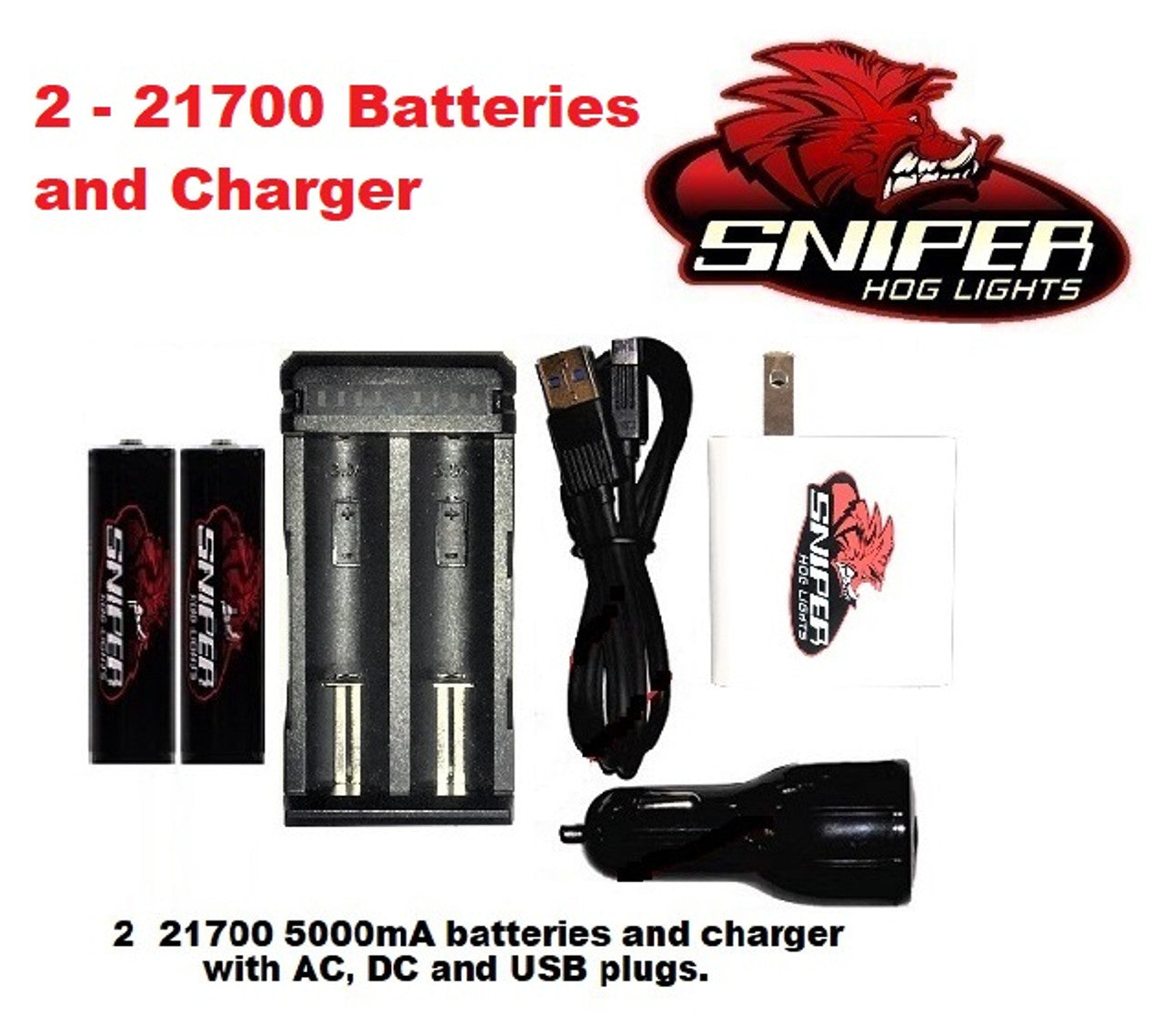 Sniper Hog Lights 2 21700 Batteries & Charger