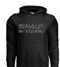 N-Vision Halo Optic Hoodie in vibrant blue with reflective details, front view, hood up.