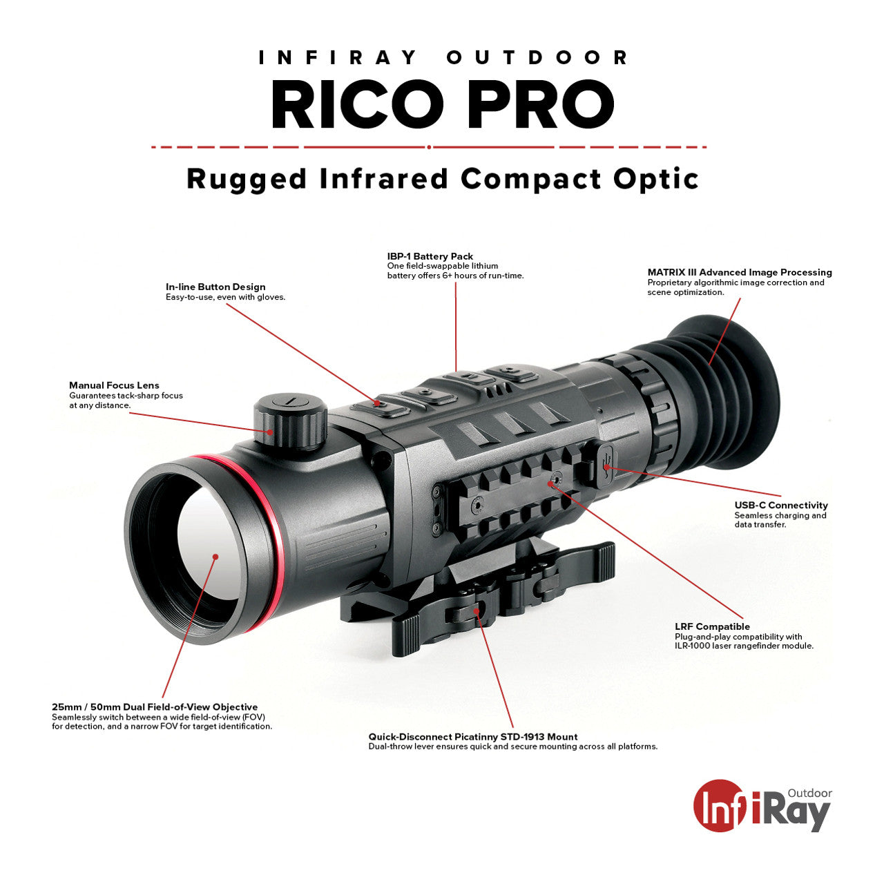 InfiRay Outdoor RICO PRO 640 Variable 25/50mm TWS